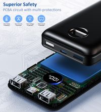 Портативний зарядний пристрій, 20000 mA, QC/PD 45 Вт, чорний