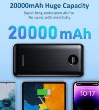 Портативний зарядний пристрій, 20000 mA, QC/PD 45 Вт, чорний