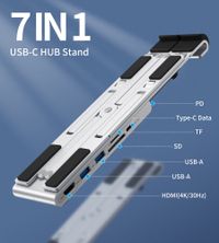 Док станція USB-C 7-в-1 (HDMI/PD/картридер/USB-A / USB-C), алюміній