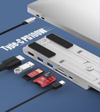 Док станція USB-C 7-в-1 (HDMI/PD/картридер/USB-A / USB-C), алюміній