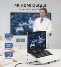 Док станція USB-C 7-в-1 (HDMI/PD/картридер/USB-A / USB-C), алюміній