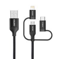 Кабель USB 2.0, MFI, AM-тато/Lightning/Micro/Type-C USB, 1.2 м