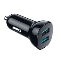 Choetech
Автомобільний зарядний пристрій, 2 USB-A, 36Вт, QC, чорний