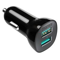 Автомобільний зарядний пристрій, 2 USB-A, 36Вт, QC, чорний