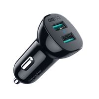 Автомобільний зарядний пристрій, 2 USB-A, 36Вт, QC, чорний