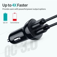 Автомобільний зарядний пристрій, 2 USB-A, 36Вт, QC, чорний