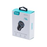Автомобільний зарядний пристрій, 2 USB-C, 40Вт, PD, чорний