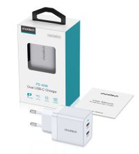 Мережевий зарядний пристрій, 2 USB-C, 40Вт, PD/QC/PPS