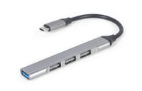 Gembird
Хаб Type-C на 4 порти (1xUSB3.1 + 3xUSB2.0), метал, срiбний
