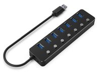 Gembird
Хаб на 7 портiв USB 3.0, з вимикачами, пластик\метал, чорний