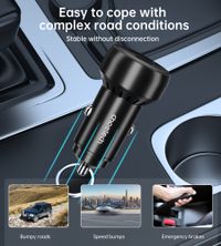 Автомобільний зарядний пристрій, USB-C+USB-A, 60Вт, QC3.0/PD/PPS, чорний