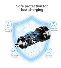 Автомобільний зарядний пристрій, USB-C+USB-A, 60Вт, QC3.0/PD/PPS, чорний