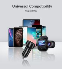 Автомобільний зарядний пристрій, USB-C+USB-A, 60Вт, QC3.0/PD/PPS, чорний