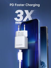 Мережевий зарядний пристрій, GaN, USB-C, 20Вт, QC3.0/PD/PPS