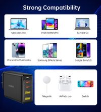 Мережевий зарядний пристрій, GaN, 2 USB-A / 2 USB-C, 140Вт, QC3.0/PD/PPS