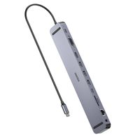 Choetech
Док станція USB-C 11-в-1 (HDMI/VGA/LAN/картридер/USB-A/USB-C/Audio), алюміній
