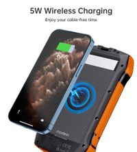 Портативний зарядний пристрій, 20000 mAh, PD20W+QC18W, сонячна панель, QI, LED лампа