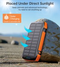 Портативний зарядний пристрій, 20000 mAh, PD20W+QC18W, сонячна панель, QI, LED лампа