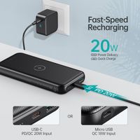 Портативний зарядний пристрій, 10000 mA, QC/PD 18 Вт, Qi, чорний