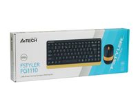 Комплект бездротовий Fstyler клавіатура+миша, чорний+жовтий, USB
