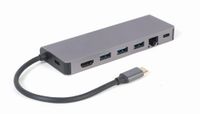 Док станція USB-C 5-в-1 (хаб/HDMI/PD / Кард рідер / LAN), сірий