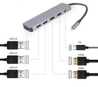Док станція USB-C 3-в-1 (Хаб/HDMI/PD), сірий