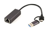 Cablexpert
Гігабітний мережевий адаптер USB type-A / type-C (комбо конектор), сірий