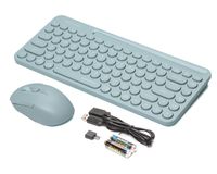 Комплект бездротовий Fstyler клавіатура+миша, блакитний, USB