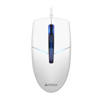 A4Tech
Миша дротова безшумна USB, синє підсвічування, 1200 dpi, білий