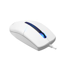 Миша дротова безшумна USB, синє підсвічування, 1200 dpi, білий