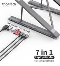 Док станція USB-C 7-в-1 (HDMI/PD/картридер/USB-A / USB-C), алюміній