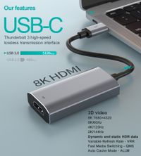 Адаптер-перехідник USB-C на HDMI, 8К 60 Гц