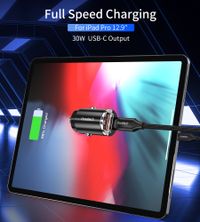 Автомобільний зарядний пристрій, USB-A/USB-C, 30Вт, QC3.0/PD, чорний