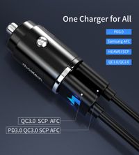 Автомобільний зарядний пристрій, USB-A/USB-C, 30Вт, QC3.0/PD, чорний