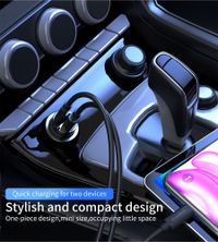 Автомобільний зарядний пристрій, USB-A/USB-C, 30Вт, QC3.0/PD, чорний