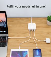 Мережевий зарядний пристрій, GaN, 2 USB-A / 2 USB-C, 100Вт, QC3.0/PD/PPS