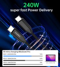 Кабель USB 2.0, 240w, C-тато/C-тато, 1 м, преміум