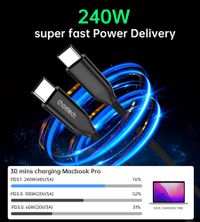 Кабель USB 2.0, 240w, C-тато/C-тато, 2 м, преміум