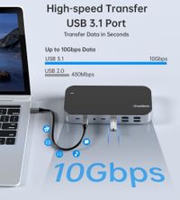 Док станція USB-C 15-в-1 (HDMI / PD / картридер / LAN / USB-A / USB-C Аудіо), алюміній