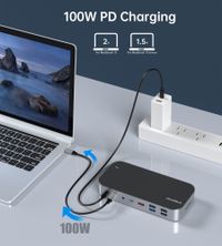 Док станція USB-C 15-в-1 (HDMI / PD / картридер / LAN / USB-A / USB-C Аудіо), алюміній