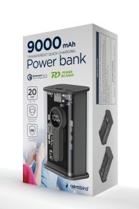 Портативний зарядний пристрій, 9000 mAh, QC3.0, Transparent