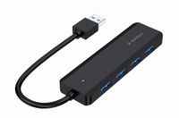 Хаб на 4 порти USB 3.1,USB-A, USB-C PD, пластик, чорний