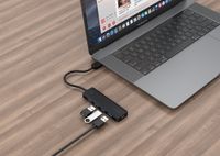 Хаб на 4 порти USB 3.1,USB-A, USB-C PD, пластик, чорний