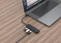 Хаб на 4 порти USB 3.1,USB-C, USB-C PD, пластик, чорний