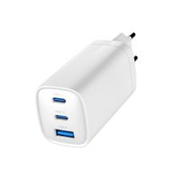 Мережевий ЗП, 1xUSB-A (QC3.0 27W)+2xType-C (PD 65W), білий