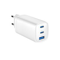 Мережевий ЗП, 1xUSB-A (QC3.0 27W)+2xType-C (PD 65W), білий