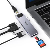 Док станція USB-C 7-в-1 (HDMI/LAN/картрідер/USB-A/USB-C), для MacBook Pro/Air, алюміній