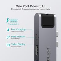 Док станція USB-C 7-в-1 (HDMI/LAN/картрідер/USB-A/USB-C), для MacBook Pro/Air, алюміній