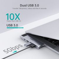Док станція USB-C 7-в-1 (HDMI/LAN/картрідер/USB-A/USB-C), для MacBook Pro/Air, алюміній