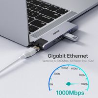 Док станція USB-C 7-в-1 (HDMI/LAN/картрідер/USB-A/USB-C), для MacBook Pro/Air, алюміній